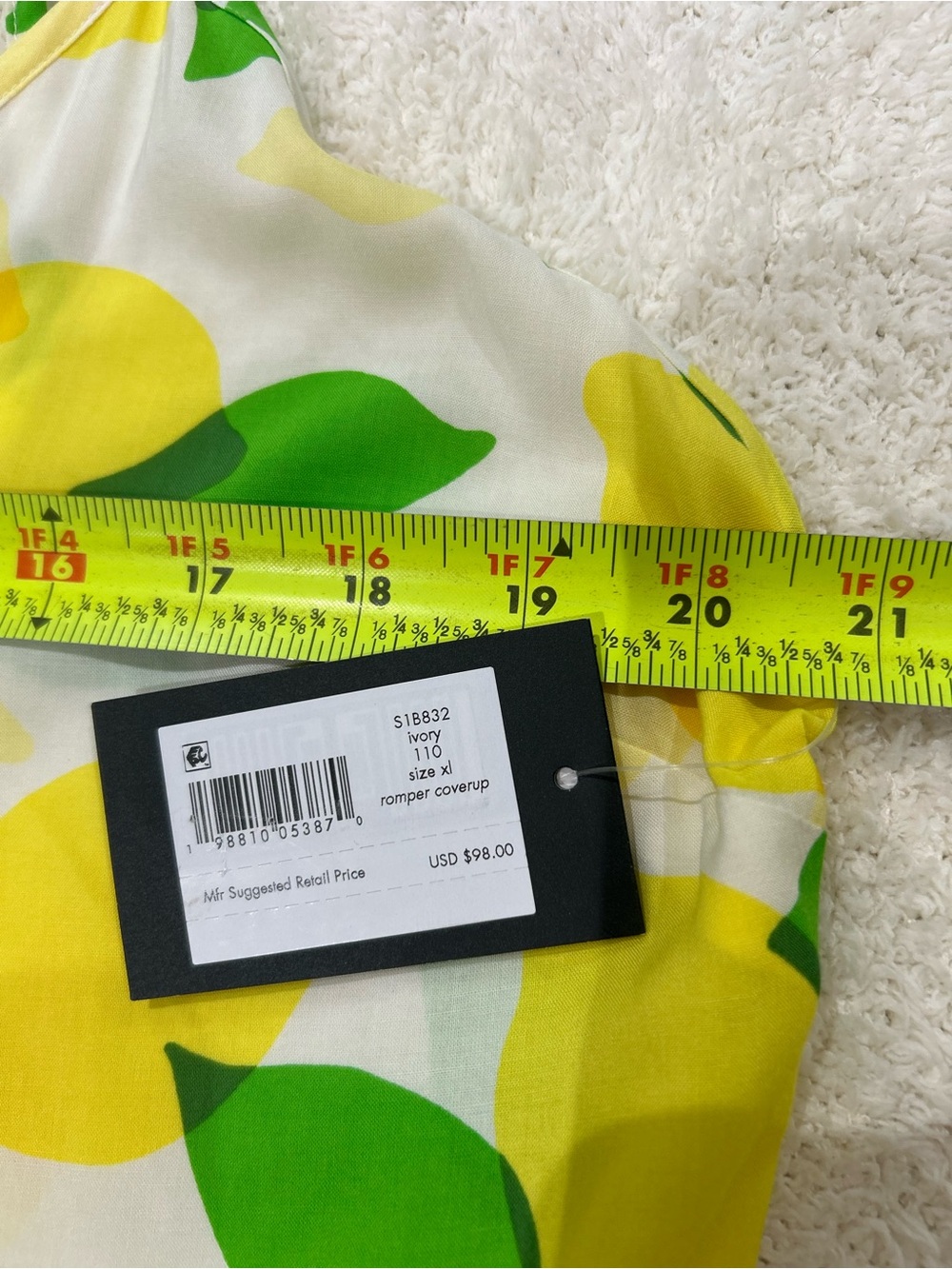 Kate Spade New York Lemon Print Romper Swim Coverup Size XL NWT Playful Beach - Picture 10 of 11
